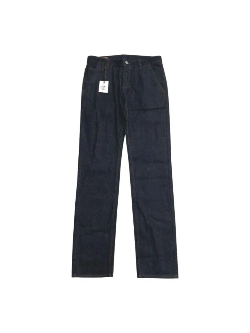 Hermes Denim Pants Jeans Sellier Button Fly Leather Patch Indigo 42